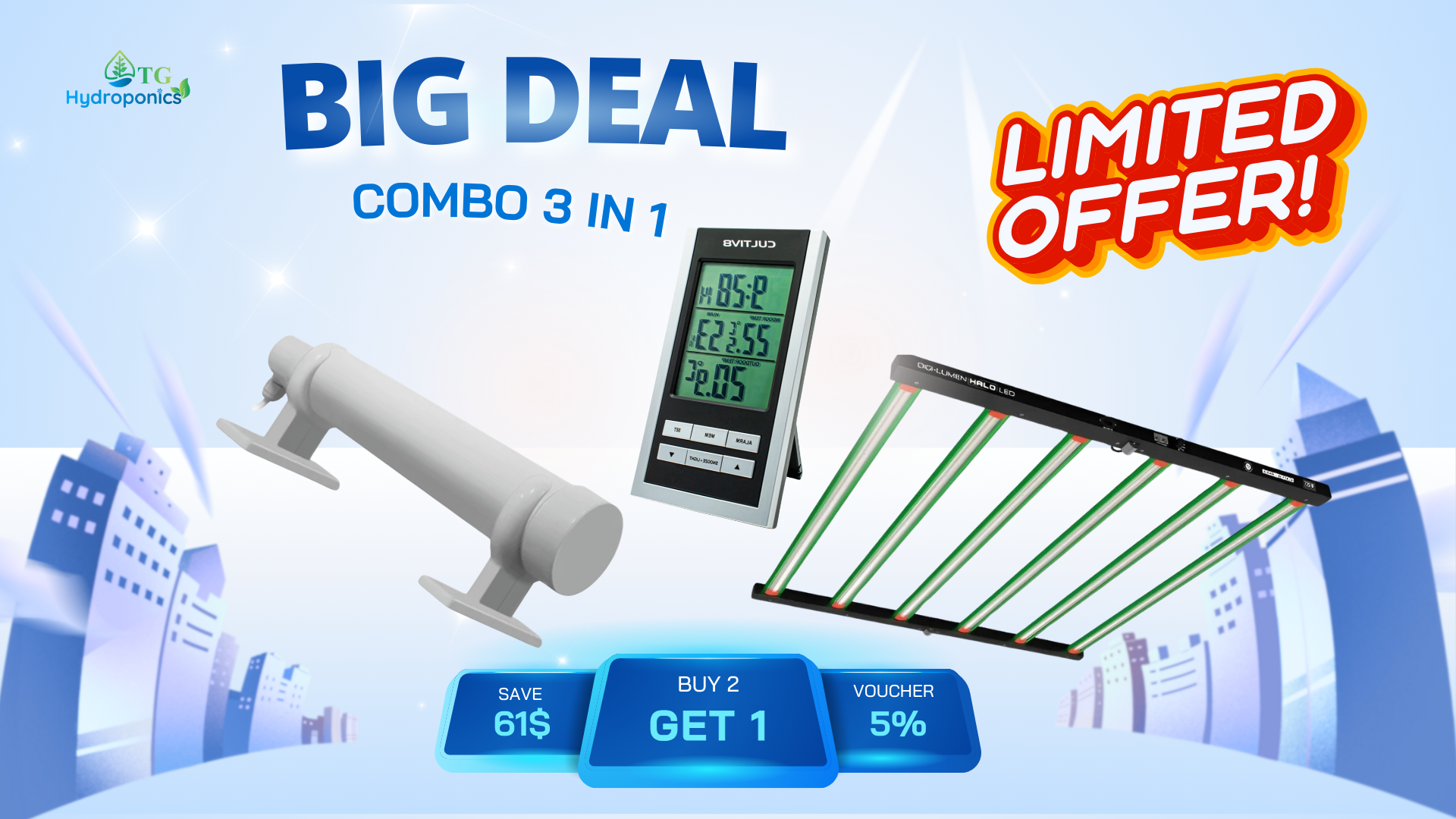Combo Digi Lumen 720W & Horti Air 240W Heat Saber Heat Bar 122cm – The perfect lighting and temperature control solution for your garden space!