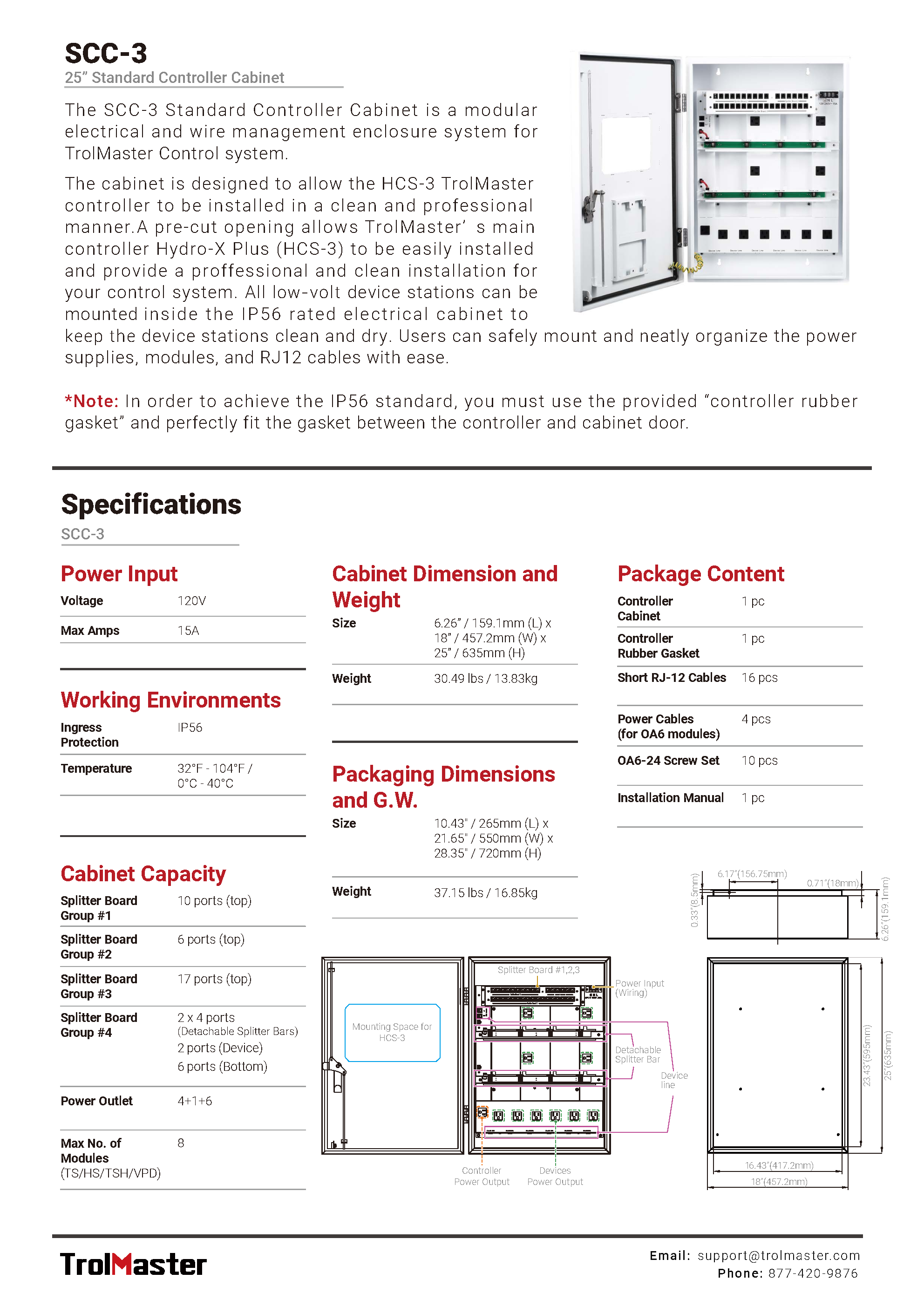 Trolmaster Plus 25" Standard Controller Cabinet SCC-3