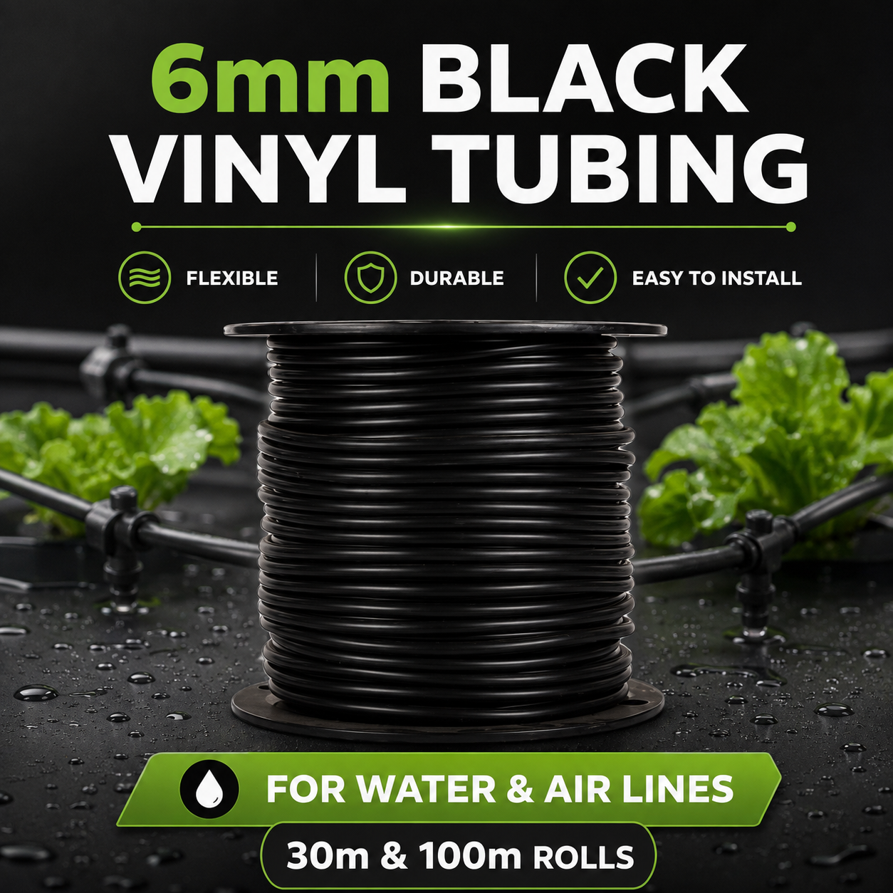 6mm Vinyl Tubing Black