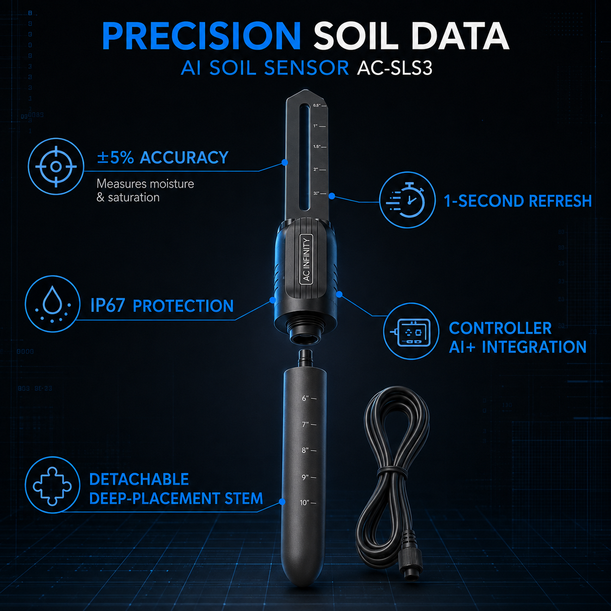 AC Infinity Soil Sensor Probe, for Controller AI+