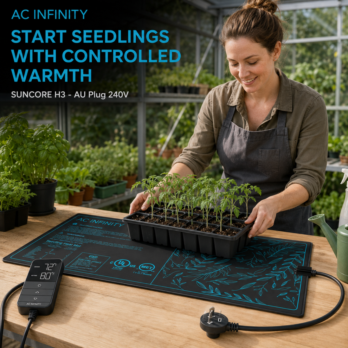 AC Infinity Suncore H3 Seedling Heat Mat with Heat Controller