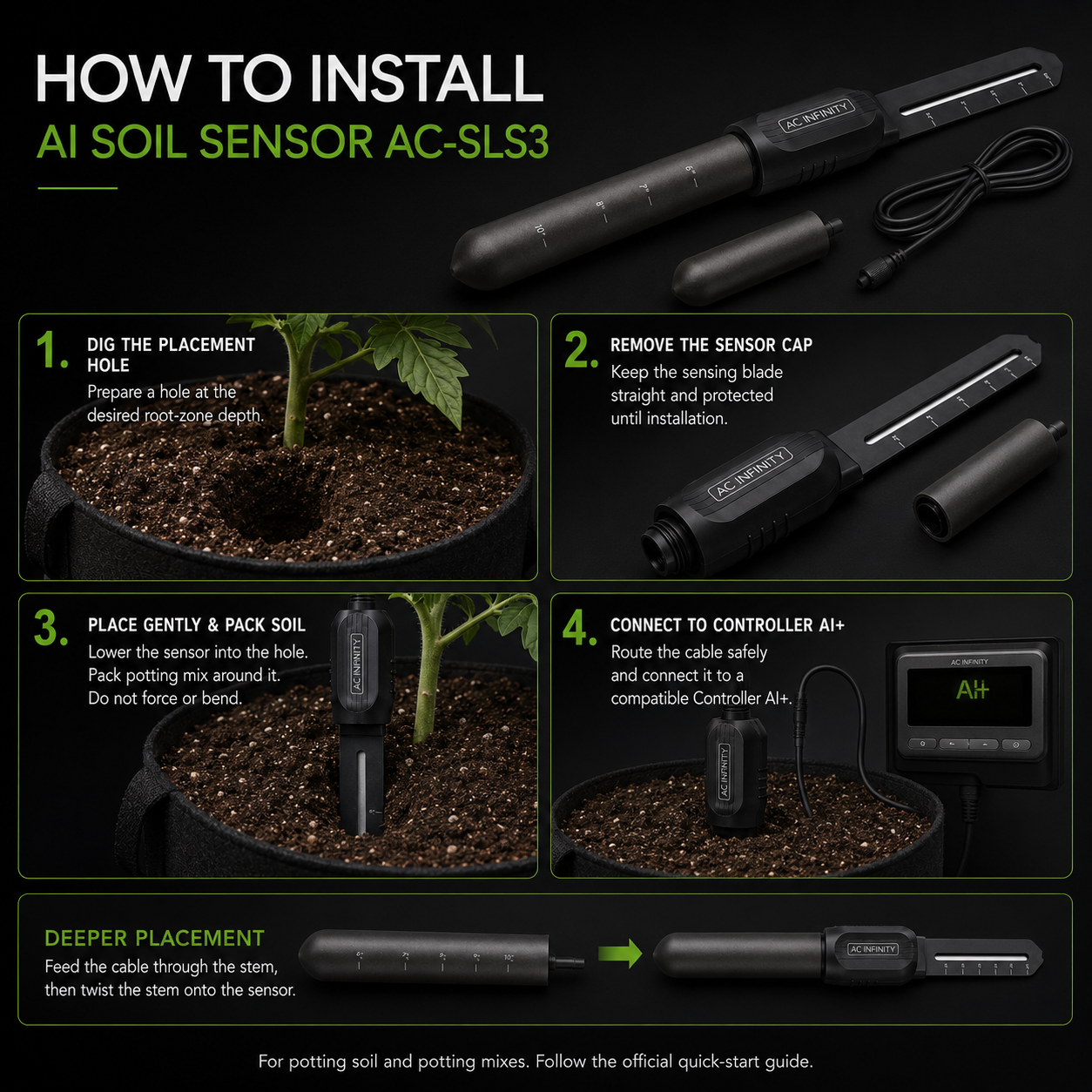 AC Infinity Soil Sensor Probe, for Controller AI+