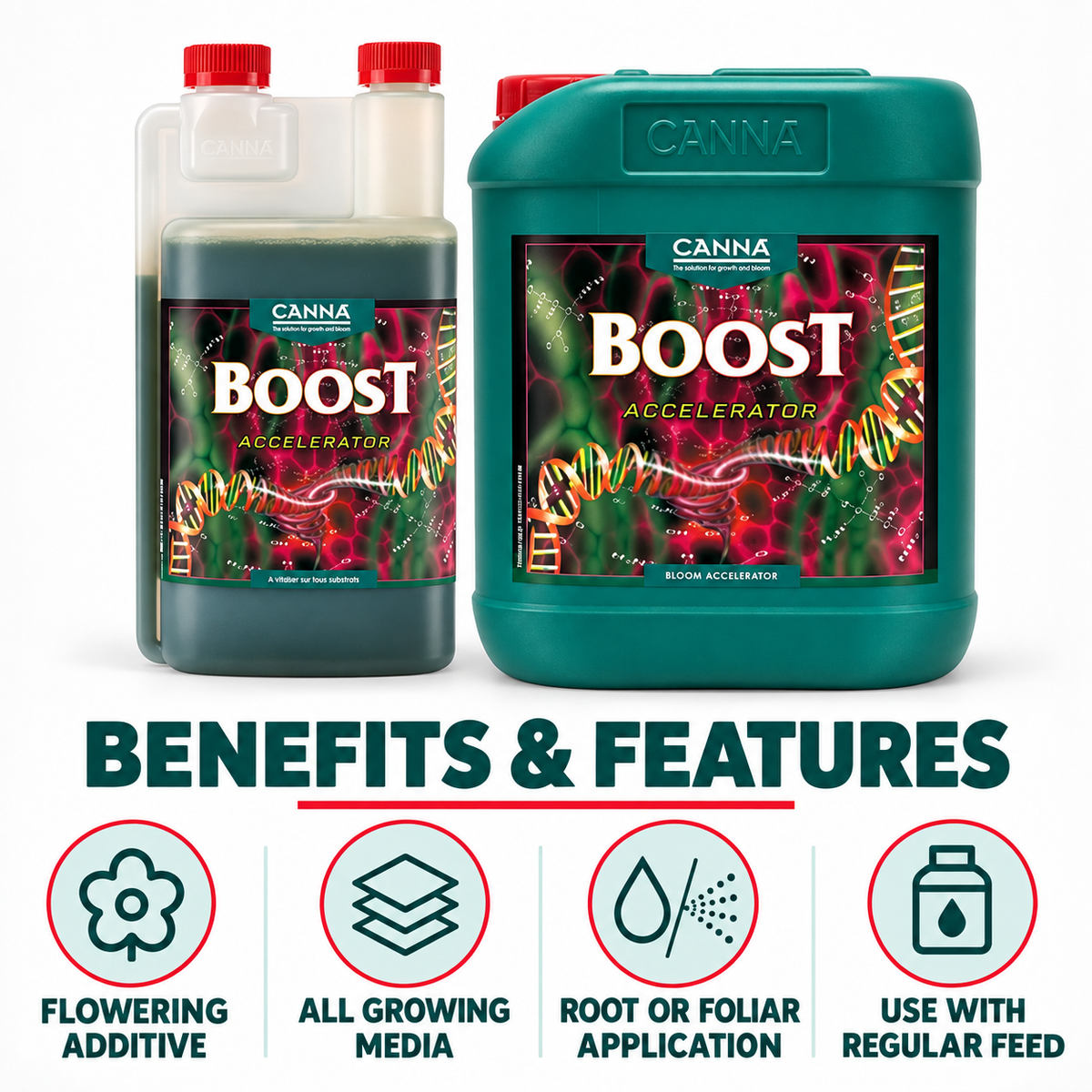 CANNA Boost Accelerator benefits and features for root or foliar application
