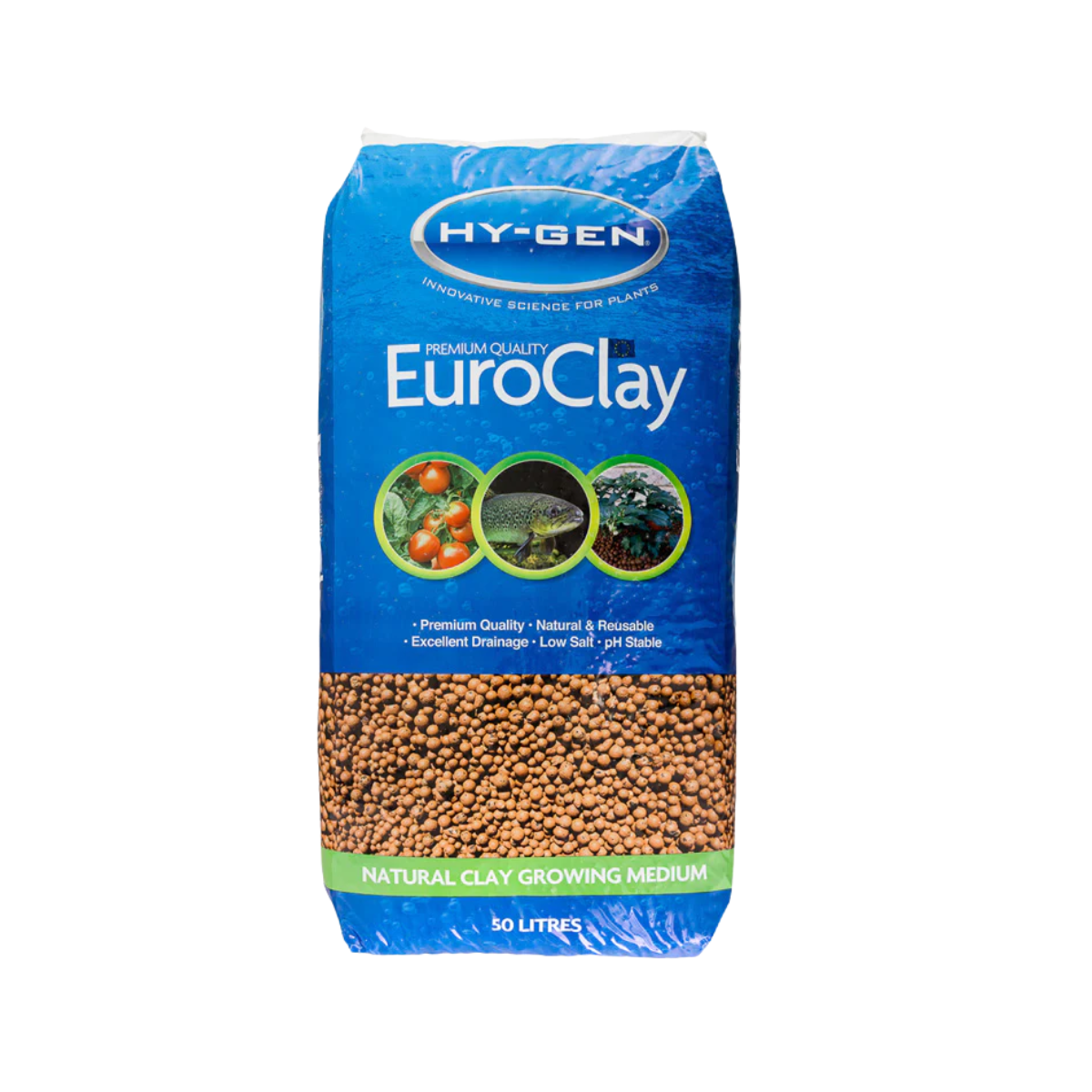 HY-GEN EuroClay 50L natural expanded clay growing medium for hydroponics, aquaponics and gardening.