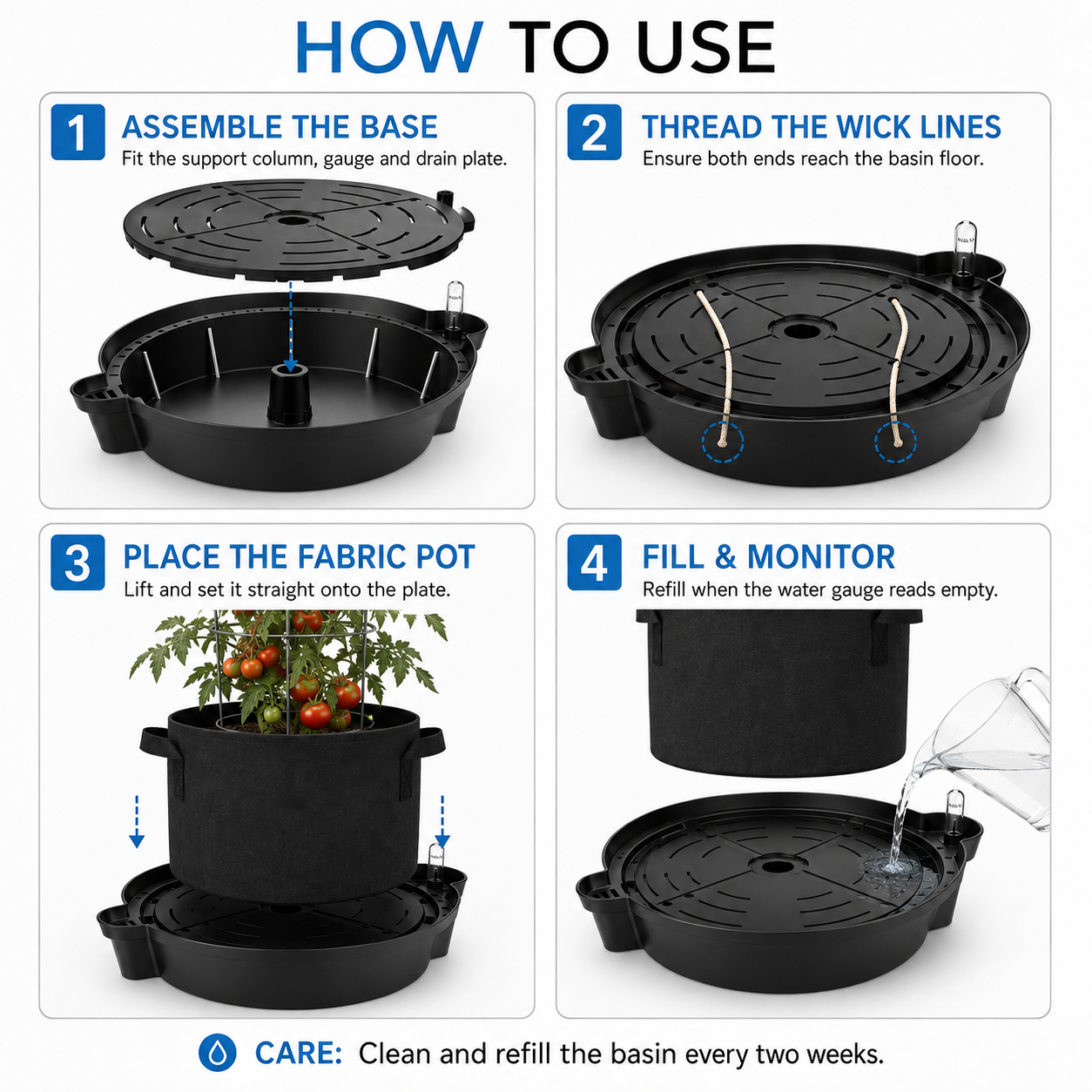 AC Infinity Self-Watering Fabric Pot Base 4 Pack