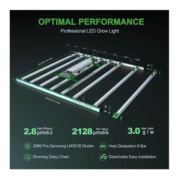 LED BAR MARS HYDRO- FC 8000 | True Power Consumption: 800W | Efficacy: 2.9μmol/J | IP65