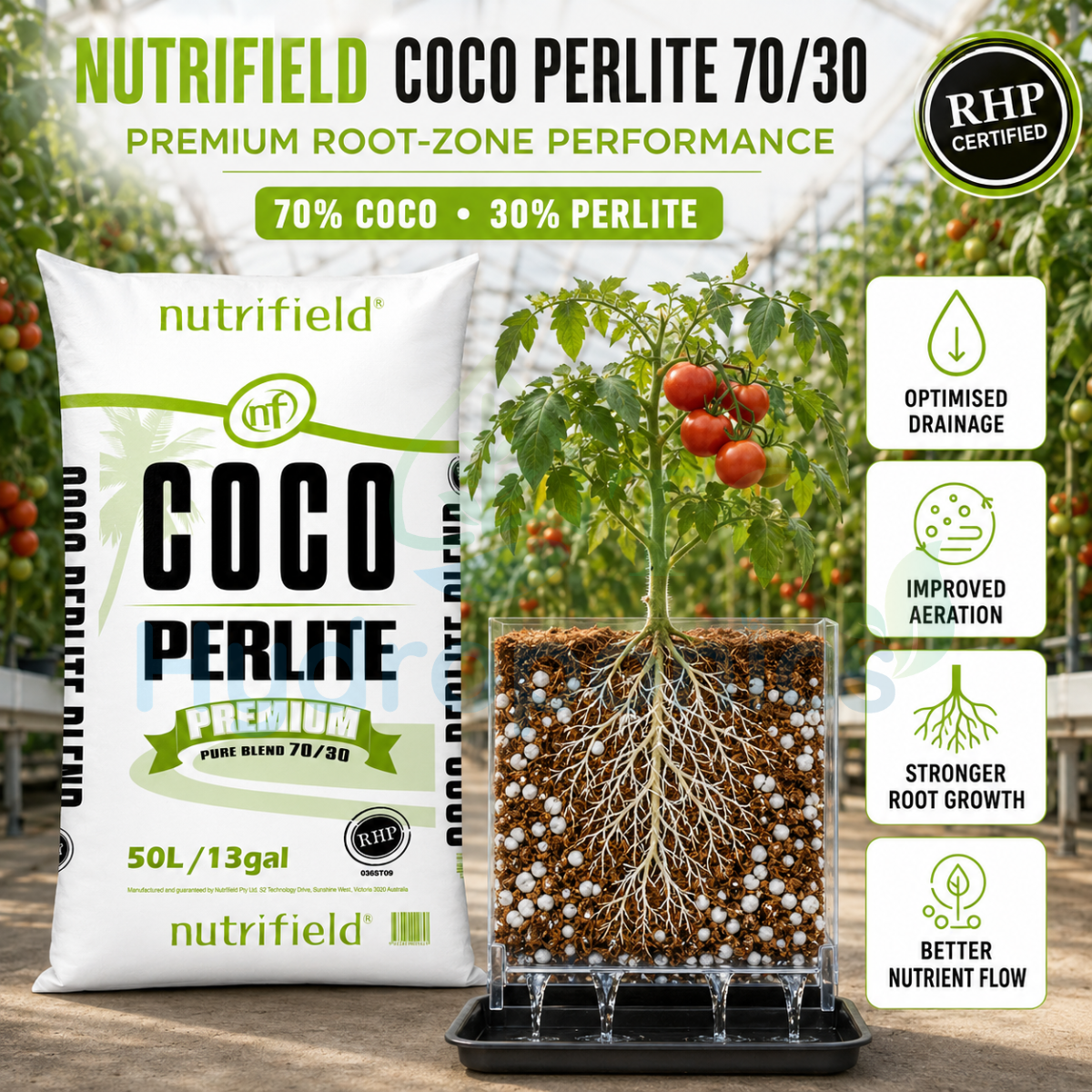 Nutrifield Coco Perlite Blend 70/30 50L RHP certified
