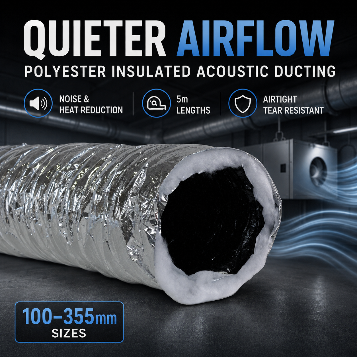 Acoustic Ducting Polyester Insulated | Noise Reducing