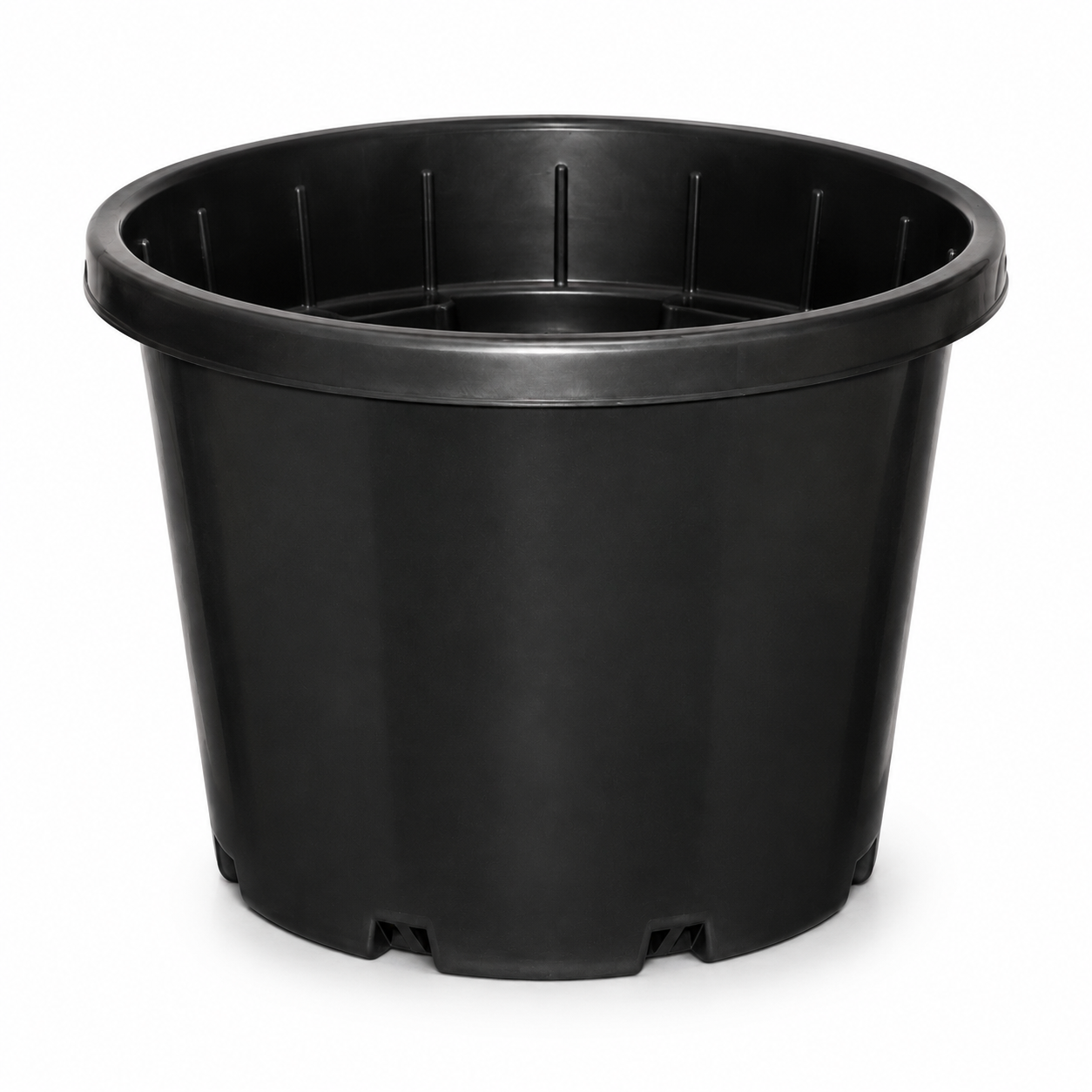 Pot Slimline Black 330mm - 18L empty black plastic nursery pot on a clean white background.