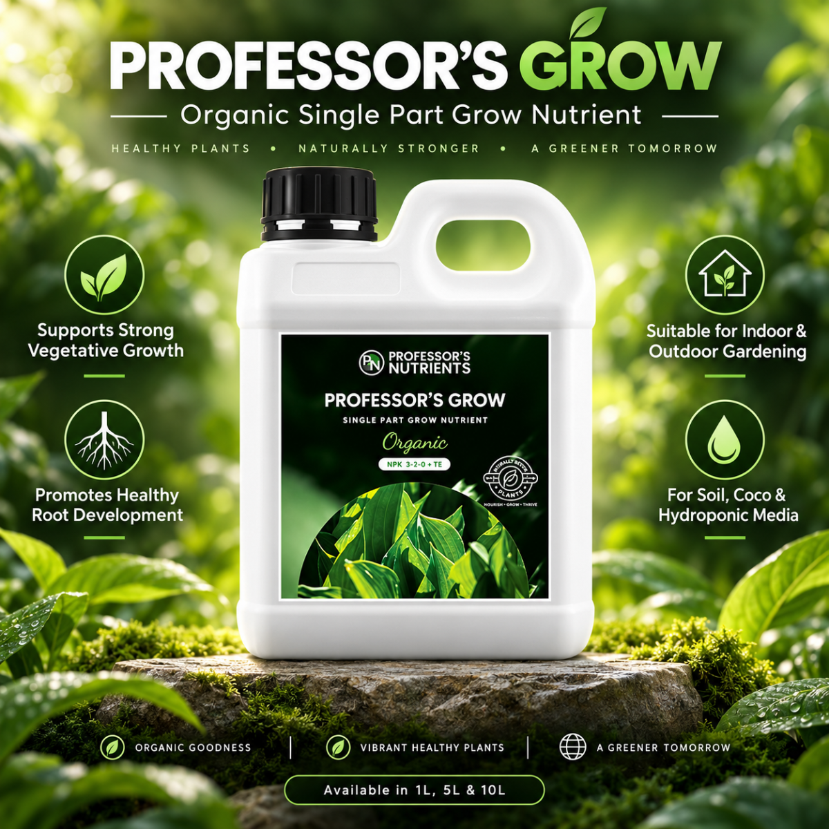 Professor’s Organic Grow Nutrient – Single Part Plant Fertiliser