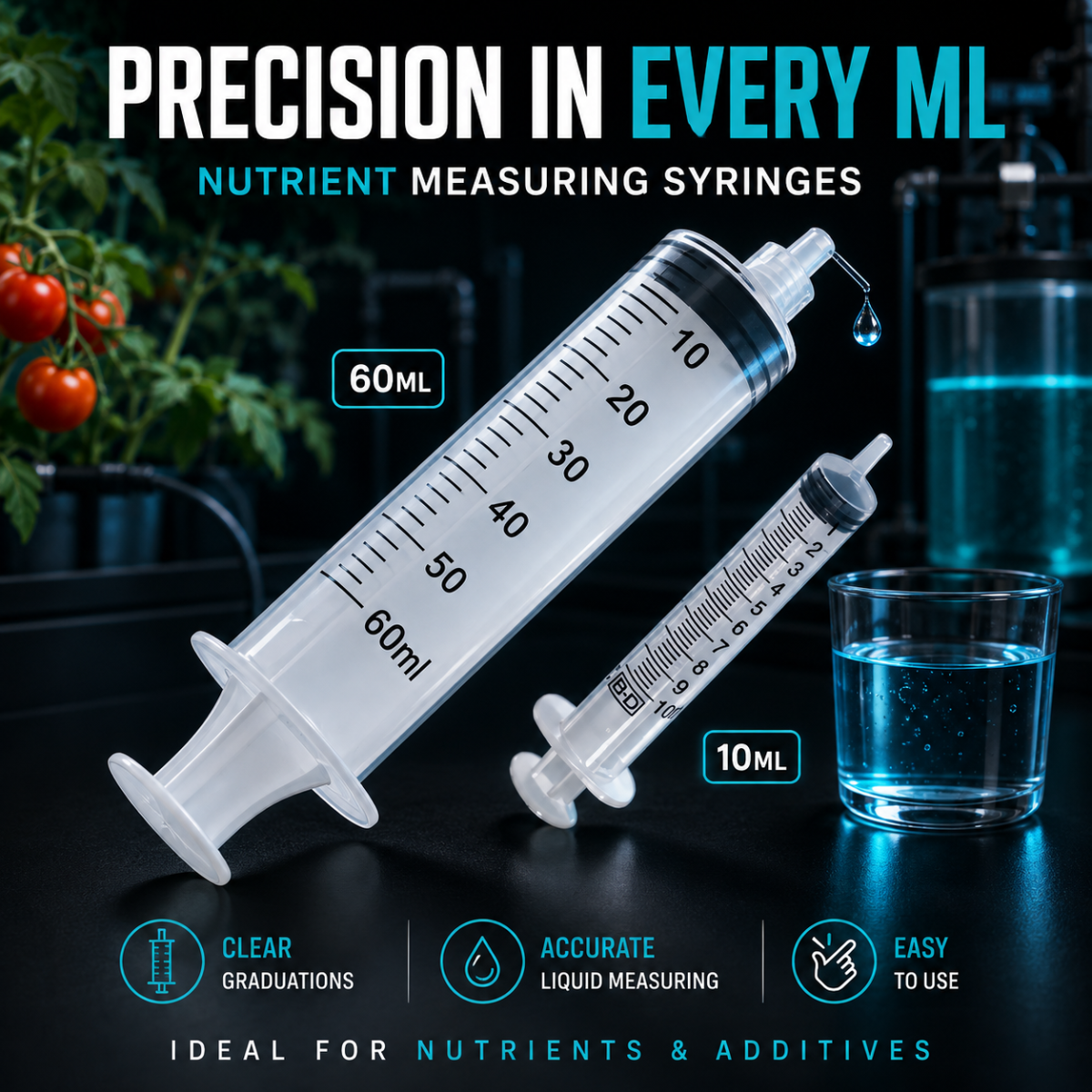 Clear Measuring Syringes | Precision Nutrient & Liquid Dosing