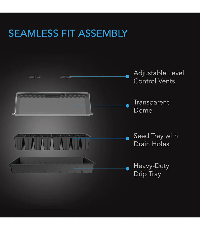 AC Infinity Humidity Dome XL Propagation Kit, 6x12 Cell Tray with Height Extension
