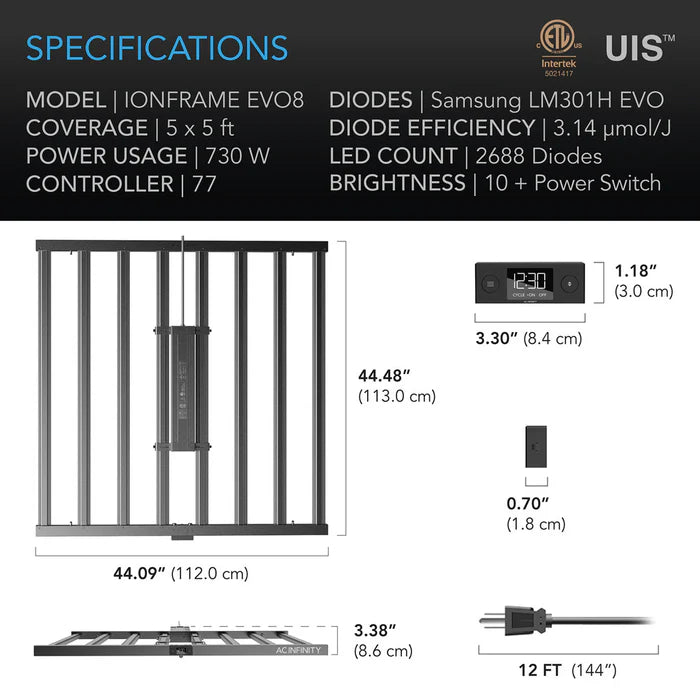 AC Infinity Ionframe EVO8 730W LED
