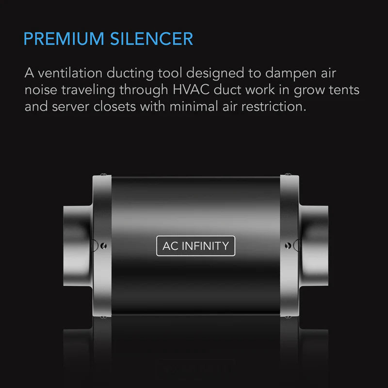 AC Infinity Inline Duct Fan Silencer 4 Inch 100mm/ Silencer 6 Inch 150mm/ 8 Inch 200mm