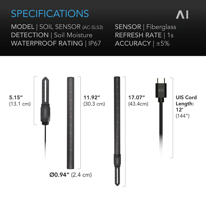 AC Infinity Soil Sensor Probe, for Controller AI+