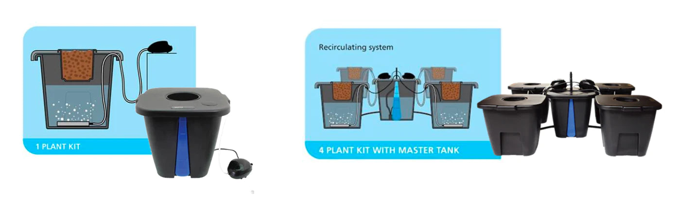 Aeros 4 Master System DWC 4 x 15L Pot System includes Water and Air Pumps