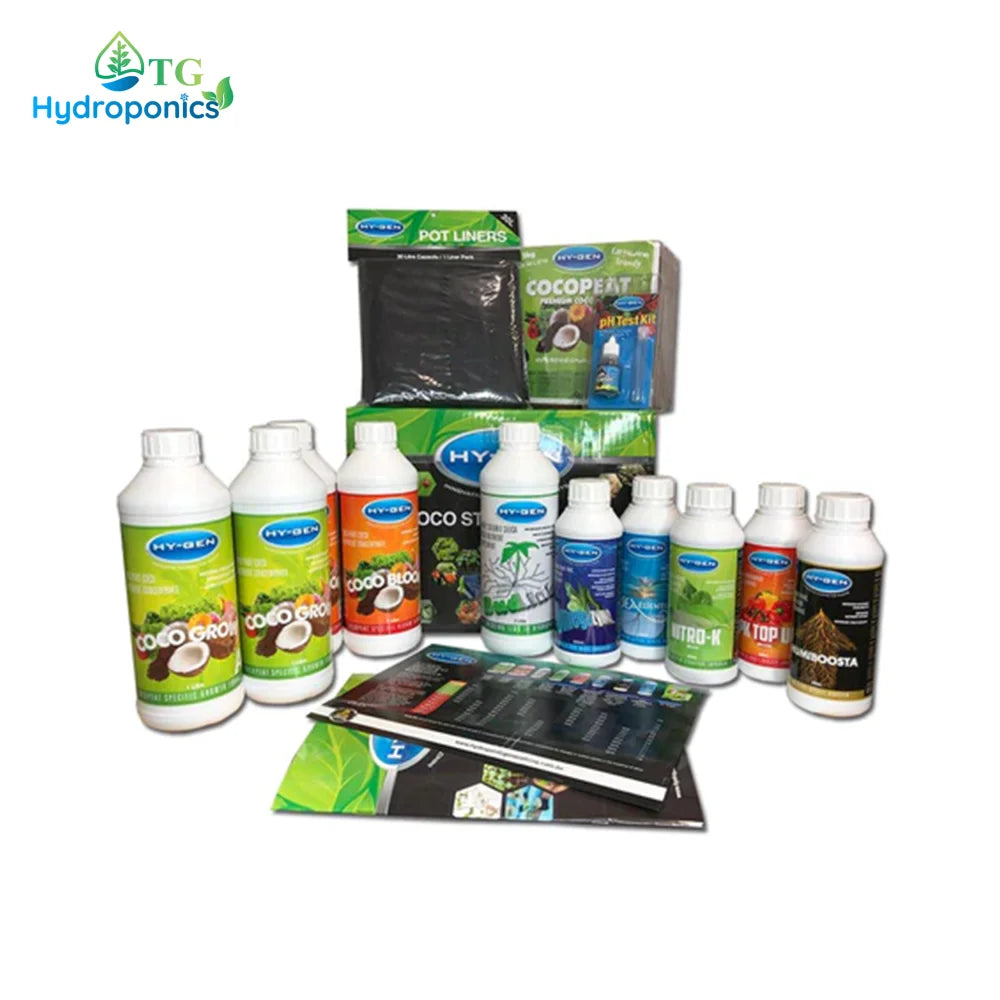 Hy-Gen Starter Kit| | 1L Nutrients 500Ml Additives Coco Brick |Pot Sock Ph Test Kit
