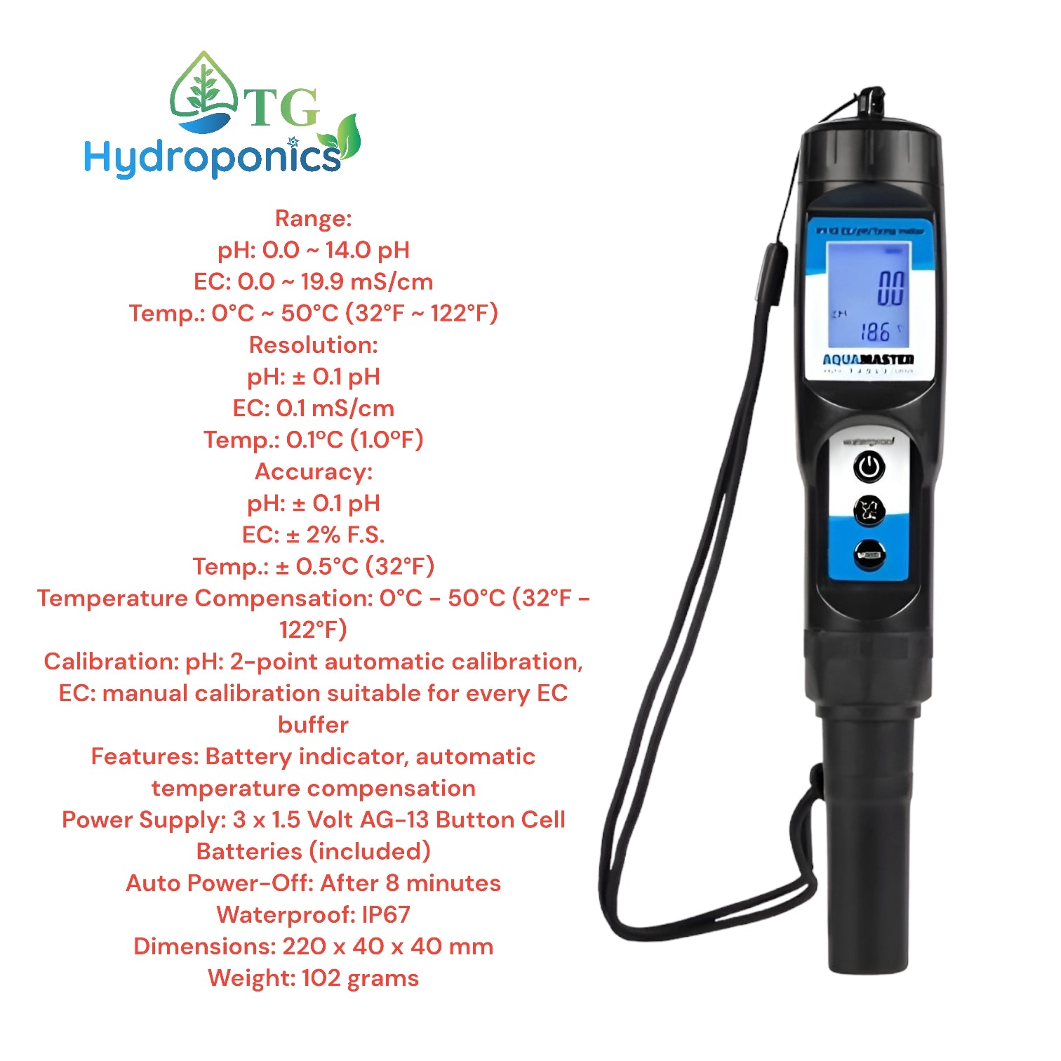 Aqua Master Tools Com PH/EC Pen Pro P110