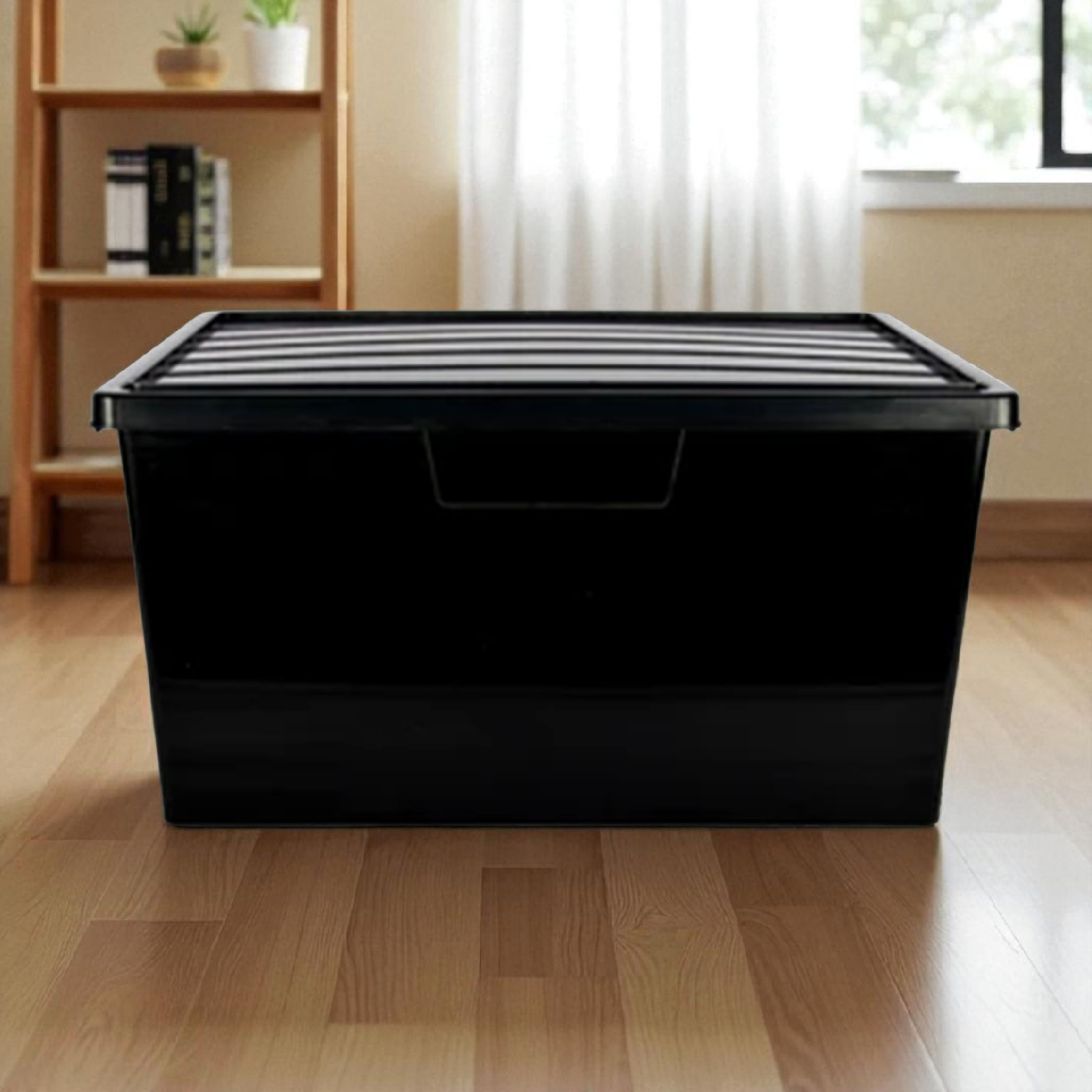 Black Tub with Lid 80L