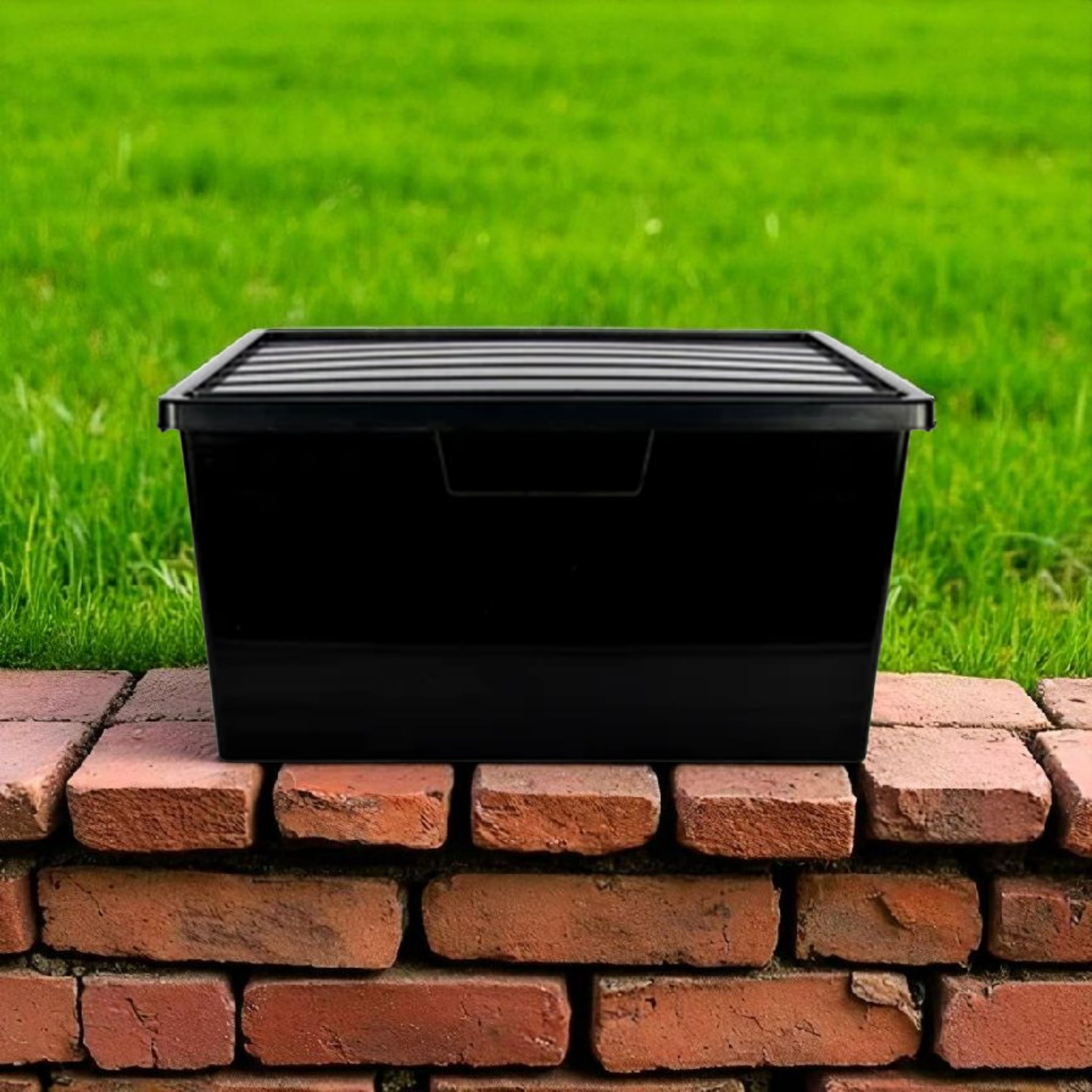 Black Tub with Lid 80L