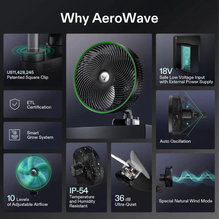 Vivosun Aerowave E9 Clip On Fan 9 Inch