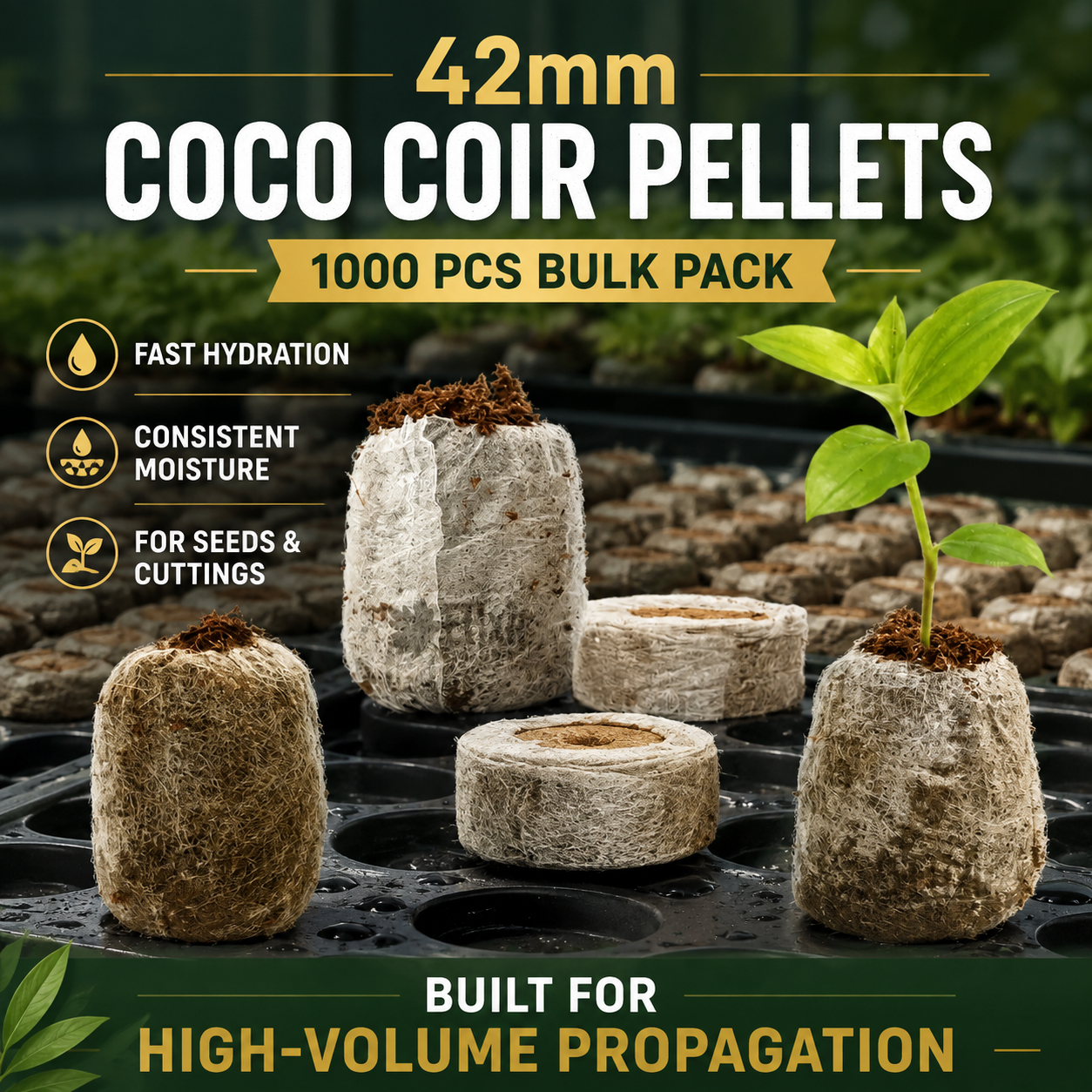 42MM JIFFY COCO COIR PROPAGATION PALLETS - 1000 PCS