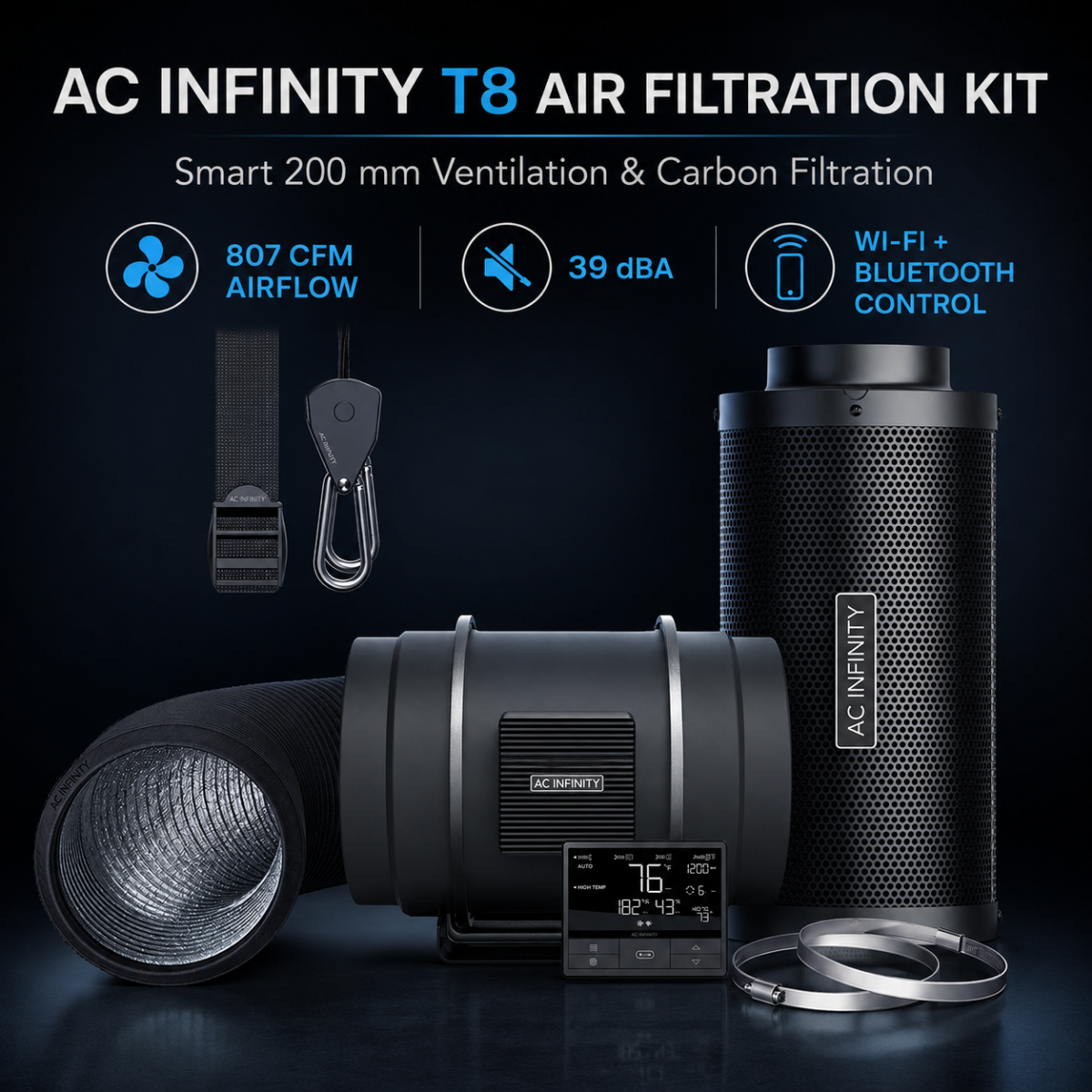 AC Infinity T8 Air Filtration Kit 200mm