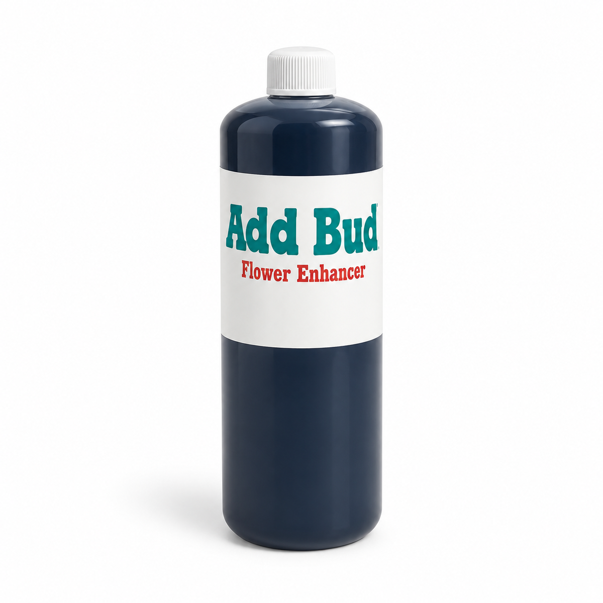 AI-created clean render of ADD BUD Flower Enhancer bottle on a white background
