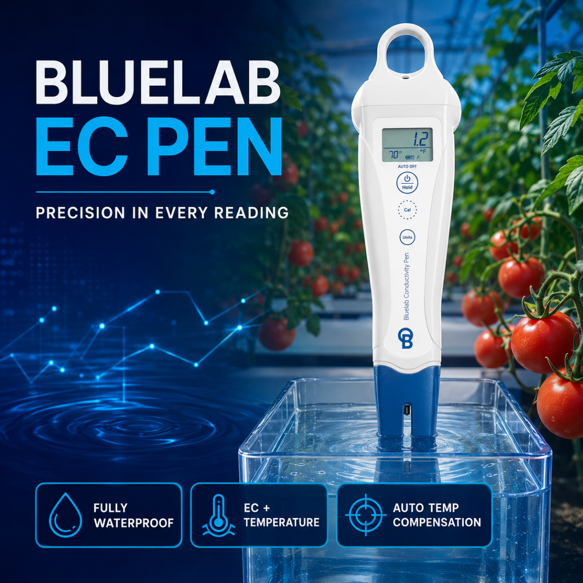 Bluelab EC Pen | Waterproof Conductivity & Temperature Meter for Hydroponics