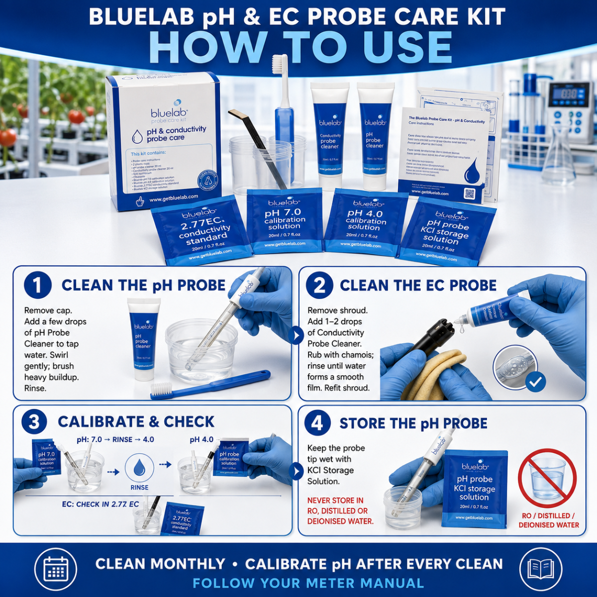 Bluelab pH & EC Probe Care Kit