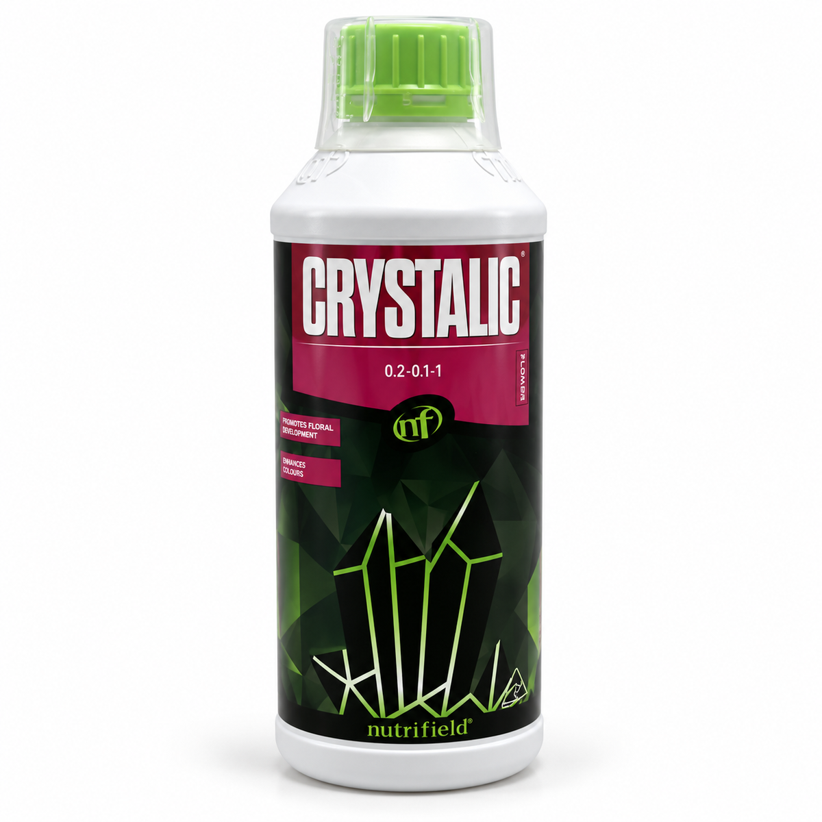 AI-created clean featured render of the Nutrifield CRYSTALIC bottle on a white background.