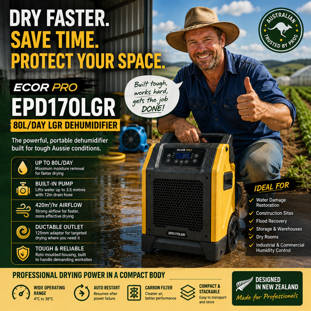 Eco Pro EPD170LGR 80l/day Dehumidifier