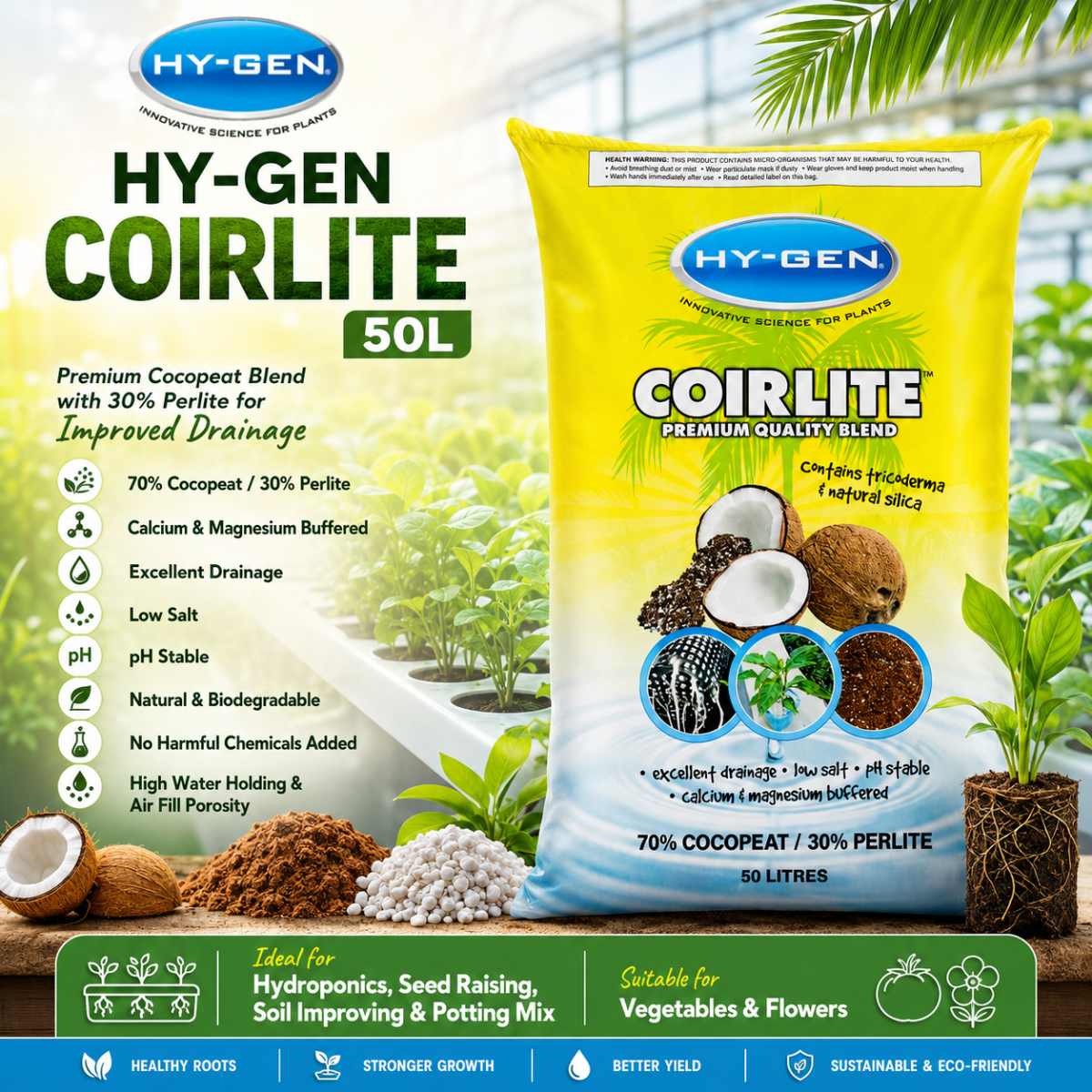 Hy-Gen Coco Coir Lite 50L Bag