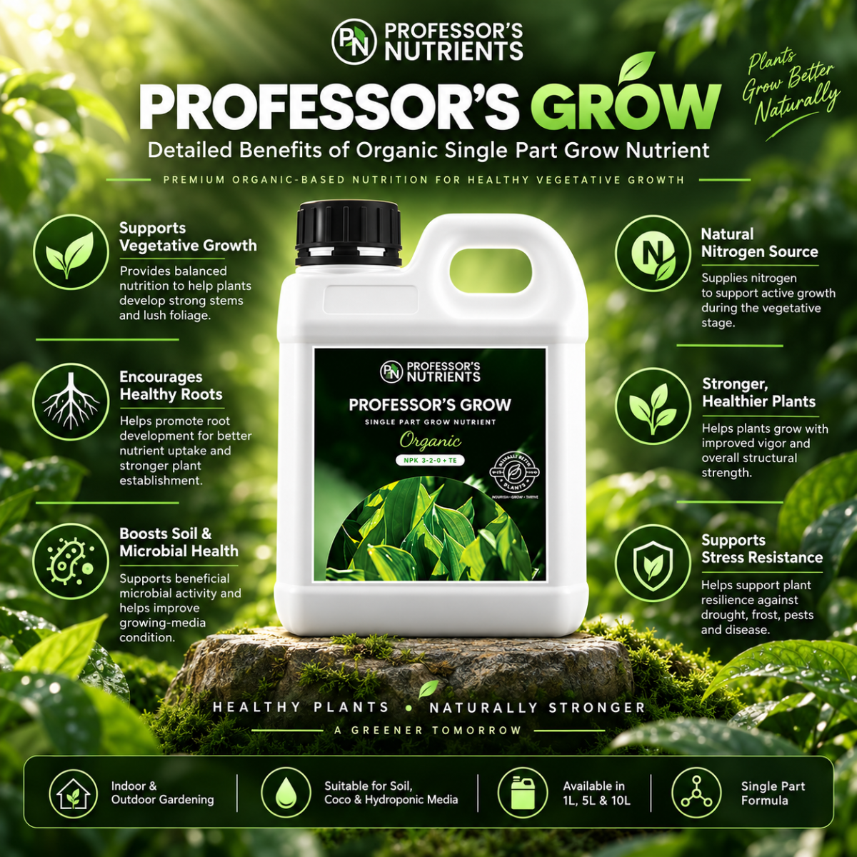 Professor’s Organic Grow Nutrient – Single Part Plant Fertiliser