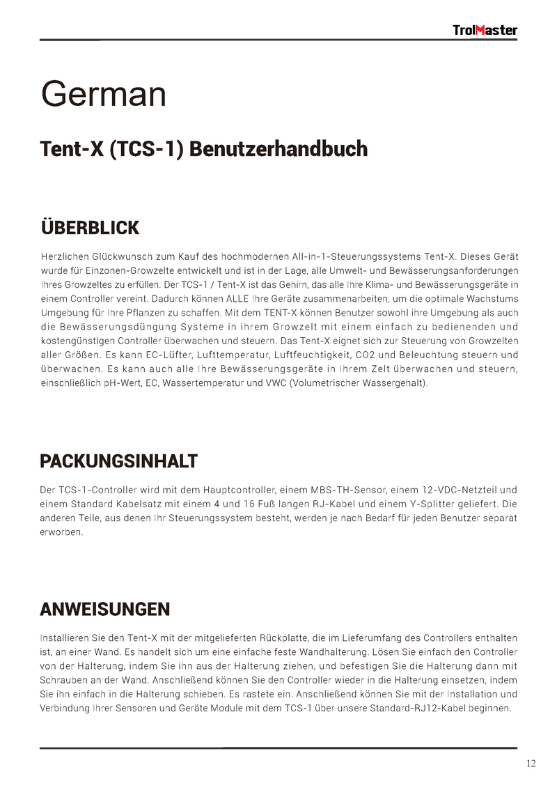 TrolMaster Tent X Control System TCS-1