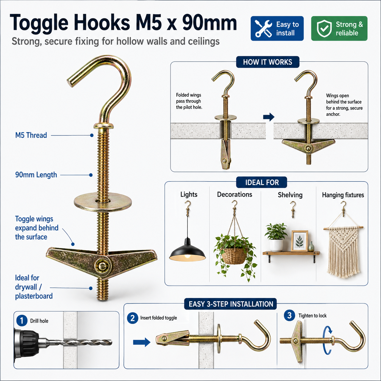 Toggle Hooks  M5 x 90mm