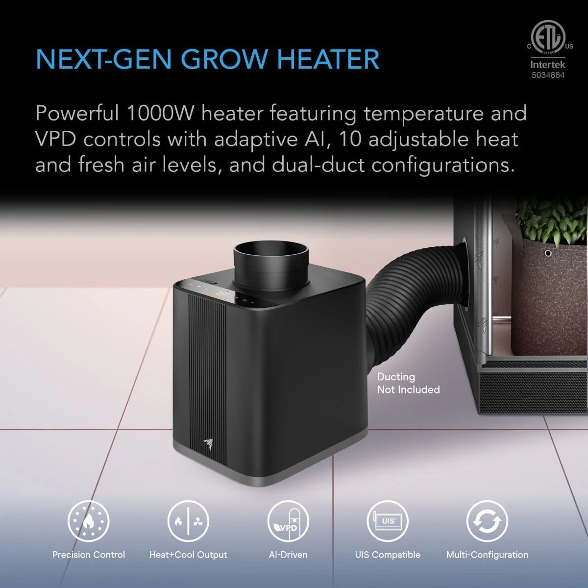 Thermoforge T7, Plant Heater 1000W W AI-Powered VPD Temp control